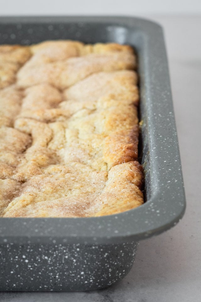 Biscuits in baking pan after baking