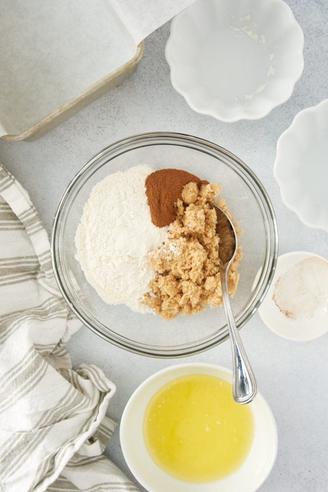 overhead view of ingredients for crumb topping