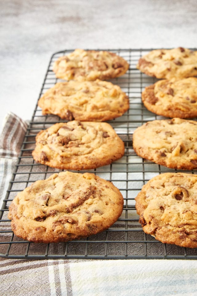 Nutella Peanut Butter Cookies cooling on a wire rack