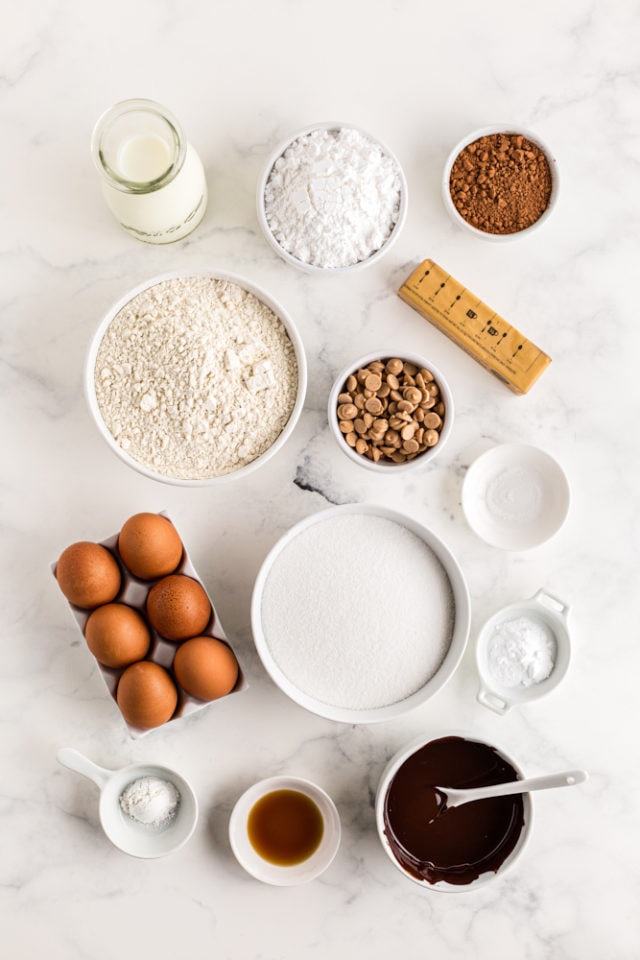 ingredients for Mini Chocolate Bundt Cakes