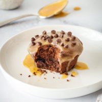 Mini chocolate pound cake topped with butterscotch and chocolate chips