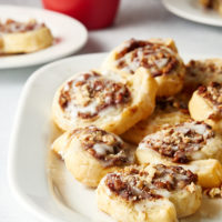 Apple Butter Pinwheels served on a white tray