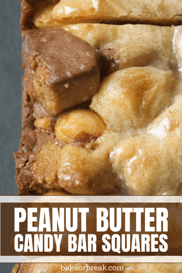 Peanut Butter Candy Bar Squares bakeorbreak.com