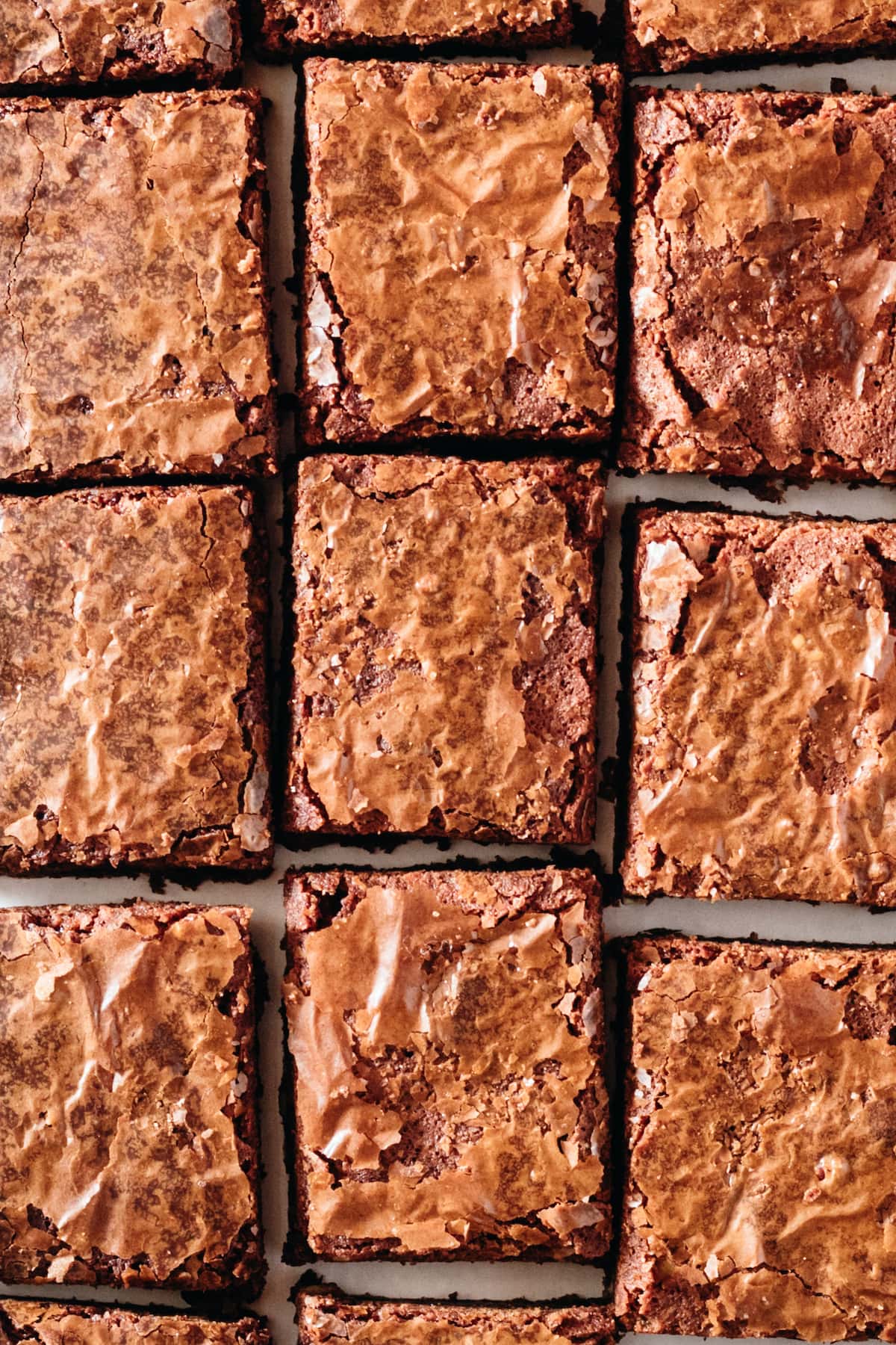 Overhead view of cut brownies