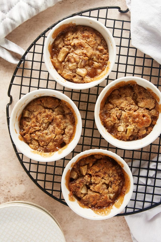 Small-batch Ginger Pear Pudding Cakes combine fresh pears, nuts, and spices for a fantastic fall dessert. While the cake bakes, it creates a layer of rich butterscotch pudding underneath a layer of flavorful cake. Absolutely delicious!