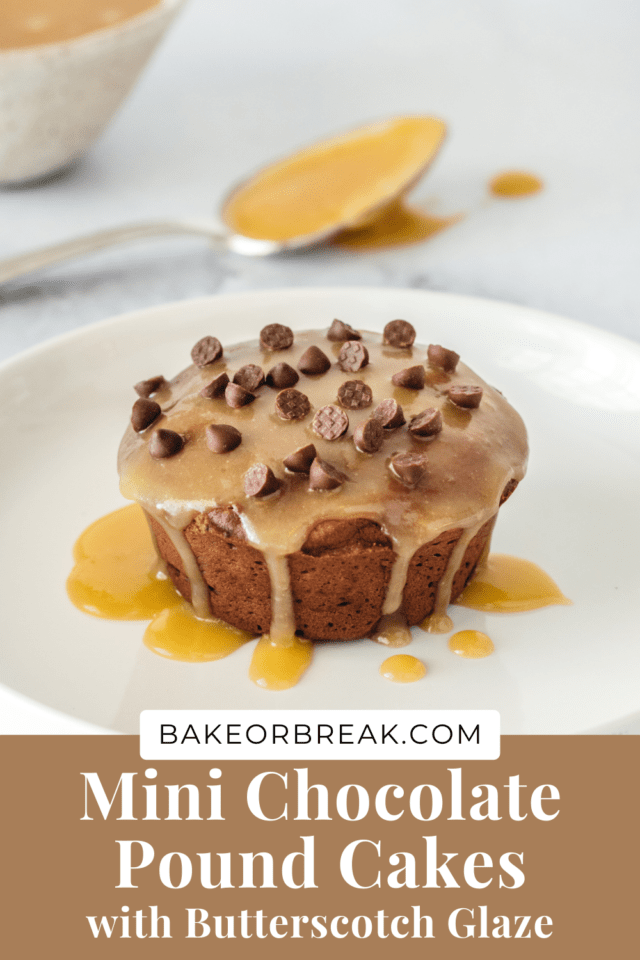 Mini Chocolate Pound Cakes with Butterscotch Glaze bakeorbreak.com