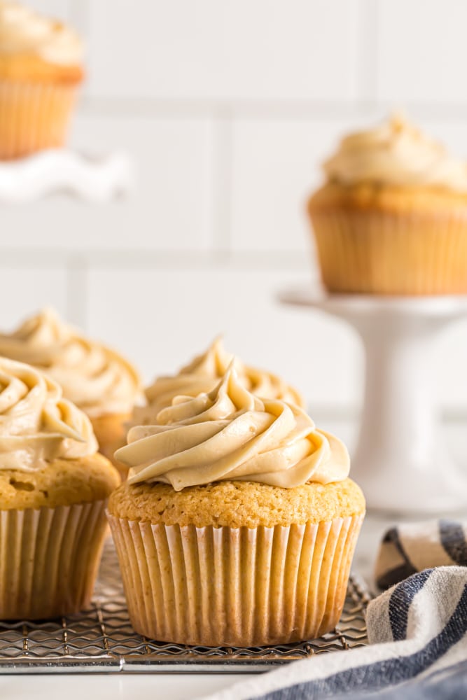 Brown Sugar Pound Cakes frosted with brown sugar cream cheese frosting