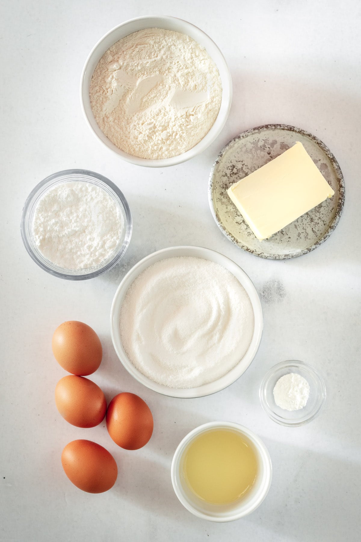 Overhead view of lemon bar ingredients