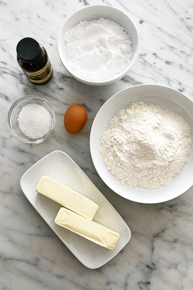 overhead view of ingredients for Danish Butter Cookies