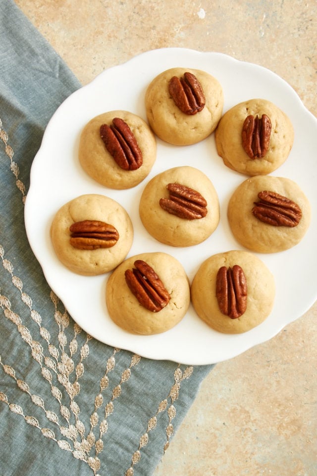 overhead view of Pound Cake Cookies on a white tray