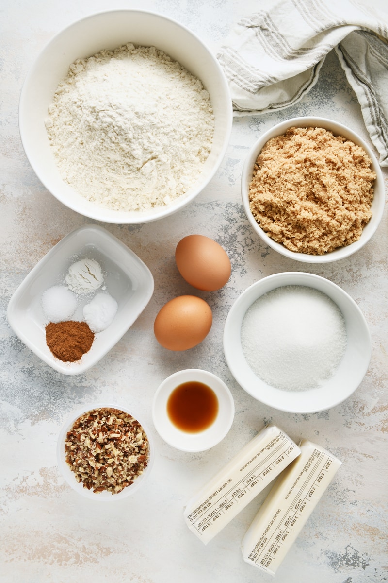 overhead view of ingredients for Brown Butter Cinnamon Cookies