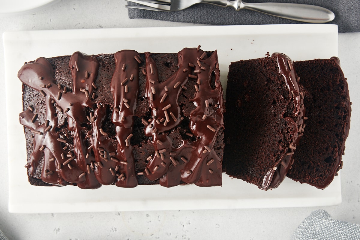 Rich Chocolate Loaf Cake with Chocolate Glaze