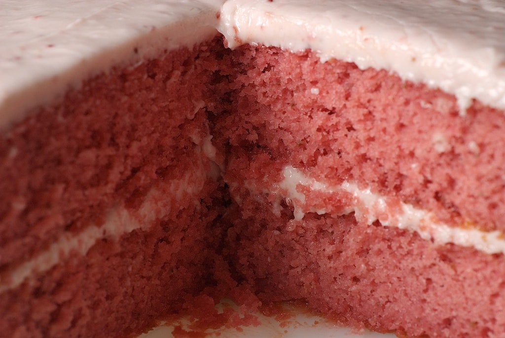 Inside of strawberry cake