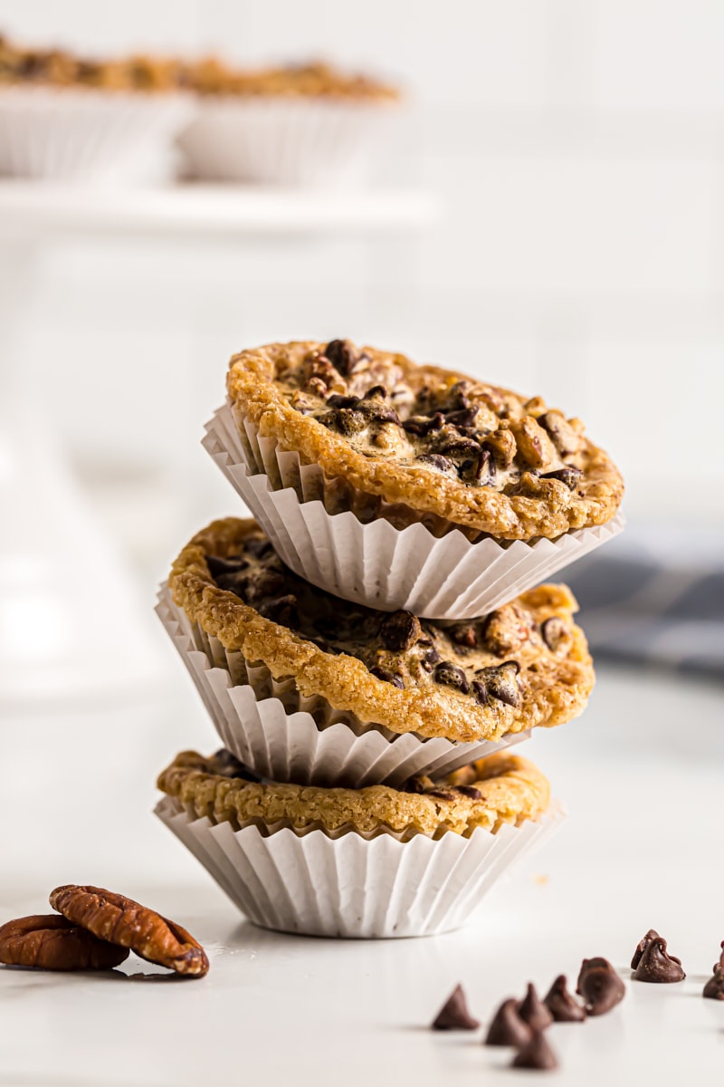 Stack of 3 chocolate chip cupcakes