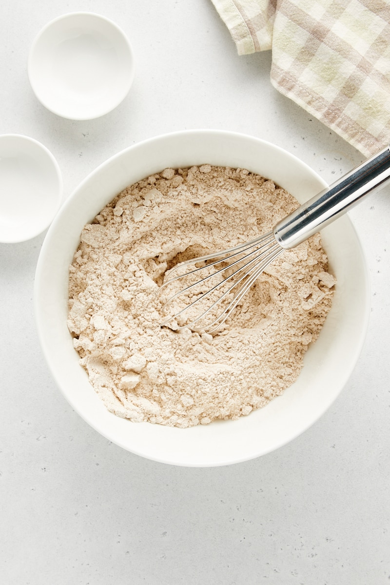 overhead view of mixed homemade self-rising flour