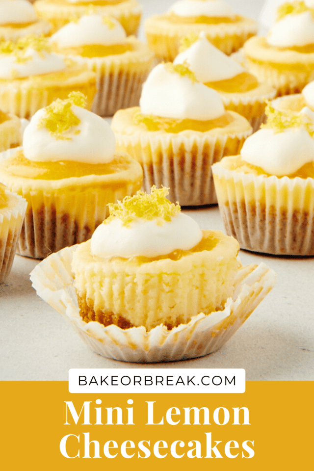 Mini Lemon Cheesecakes bakeorbreak.com
