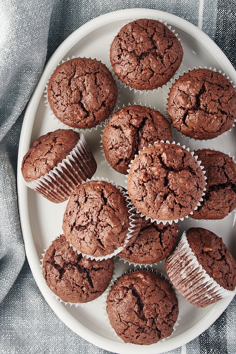 Serving tray of brownie cupcakes