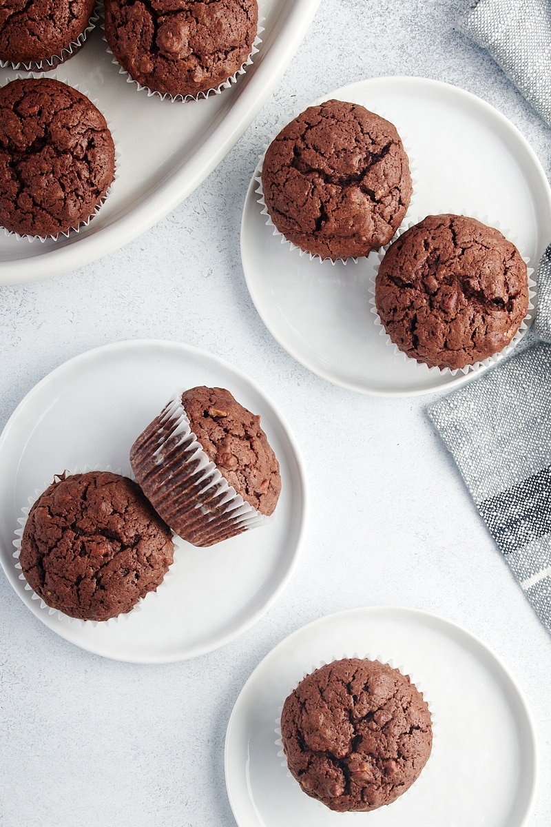 Brownie cupcakes on plates