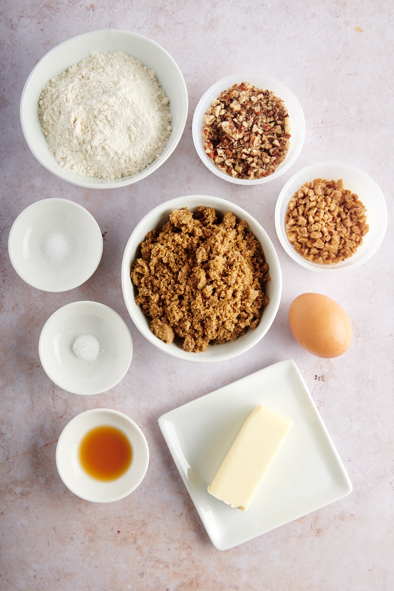 overhead view of ingredients for blondies