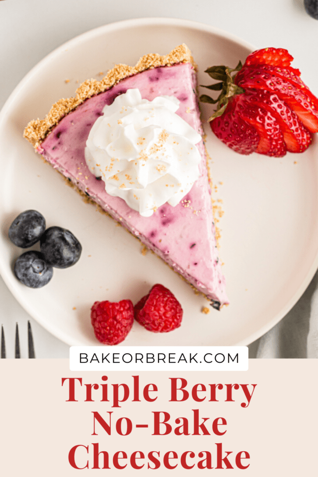 Triple Berry No-Bake Cheesecake bakeorbreak.com