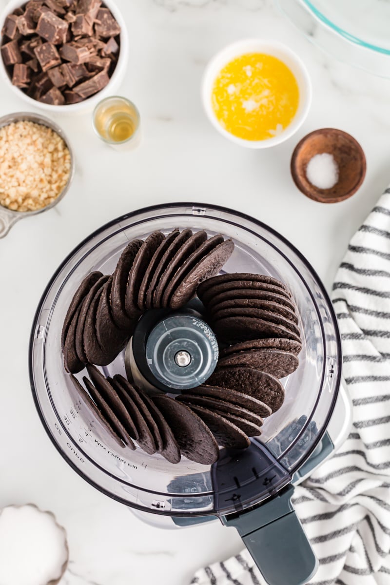 Chocolate wafers in food processor