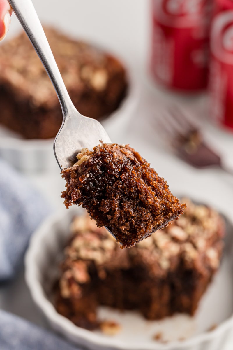 Forkful of Coca-Cola Cake