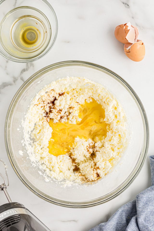 Wet ingredients in mixing bowl