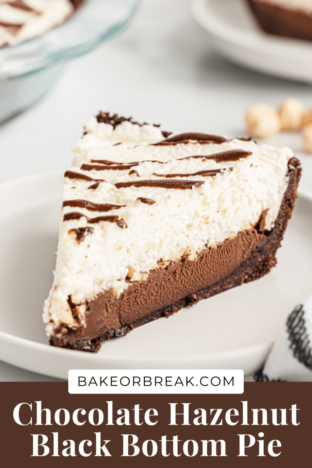 Chocolate Hazelnut Black Bottom Pie bakeobreak.com