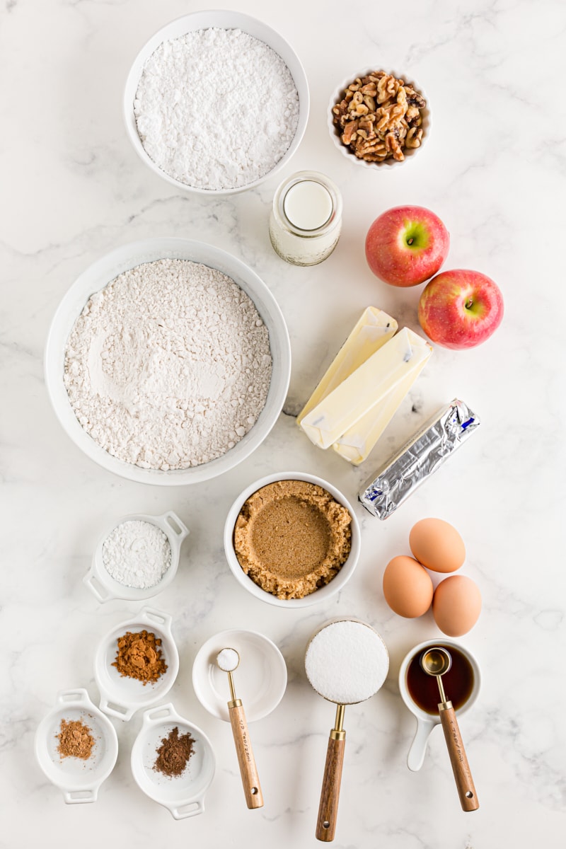 overhead view of ingredients for Apple Spice Cake