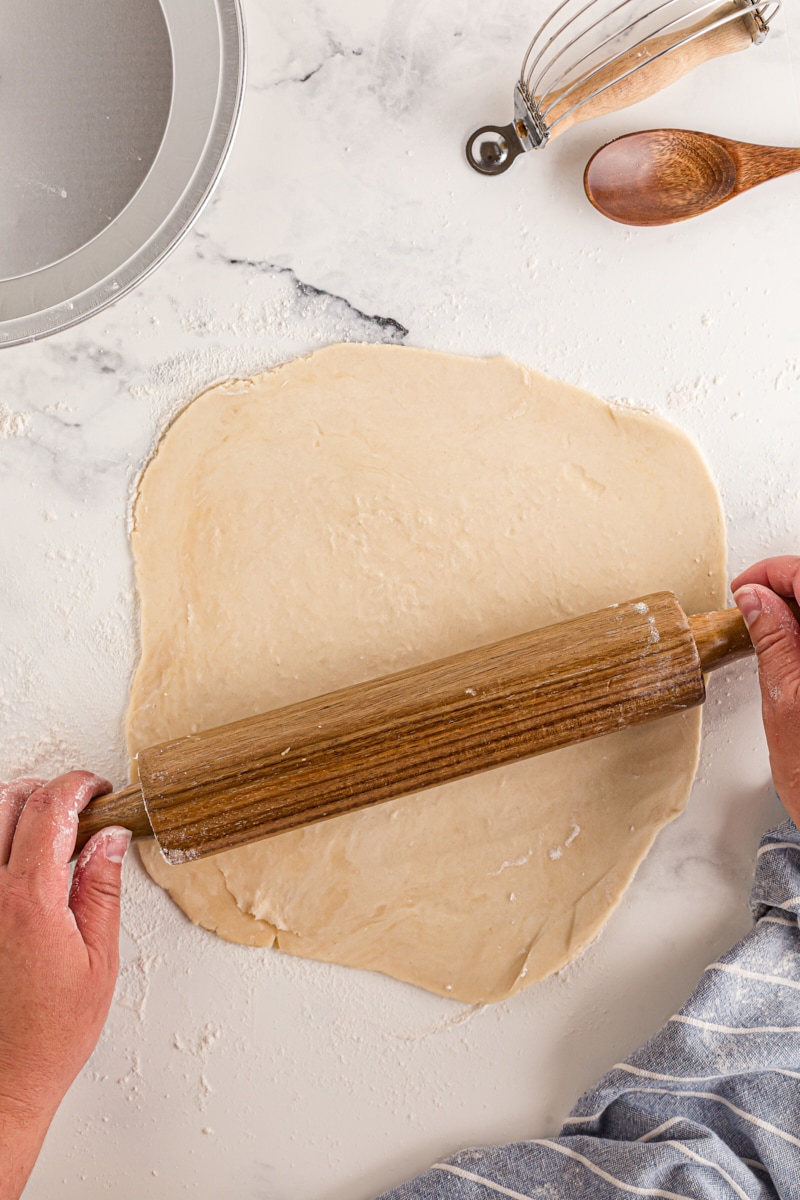 Rolling out dough for pie crust