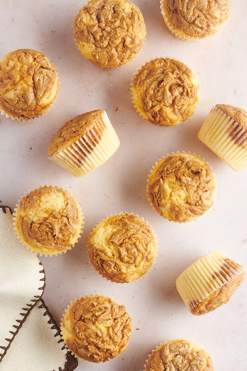 Biscoff cupcakes on table