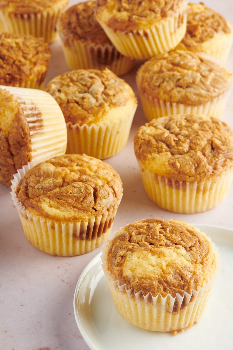 Biscoff cupcakes on table and plate