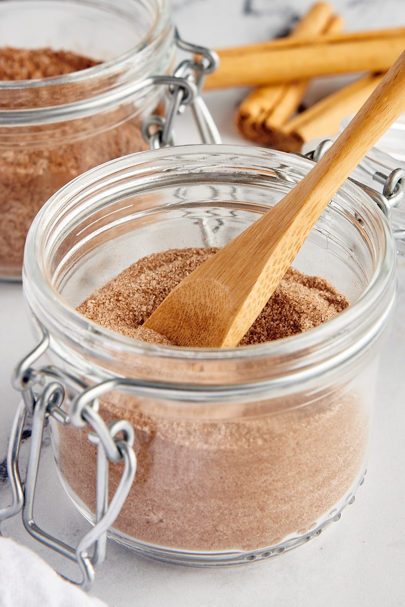cinnamon sugar in a glass jar