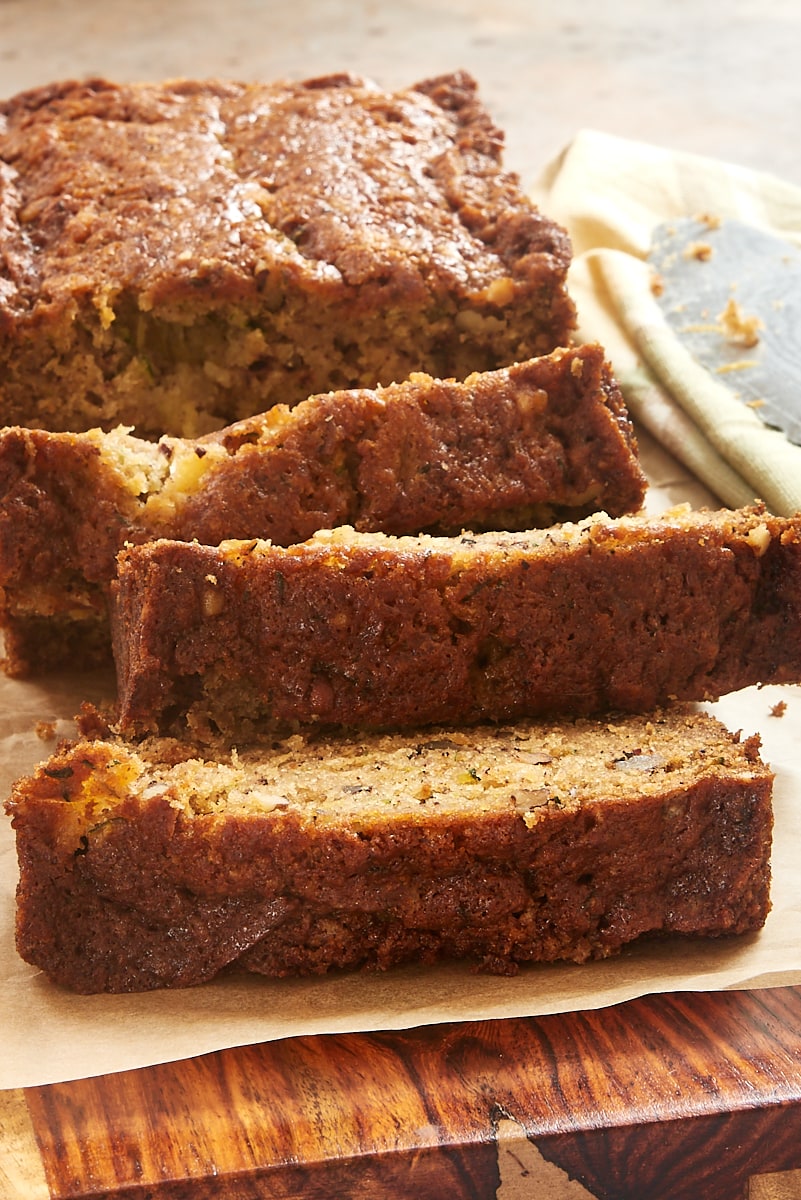 stacked slices of Pineapple Zucchini Bread