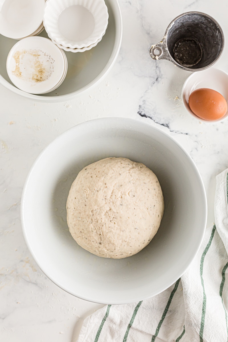 A ball of dough ready to be left to expand.