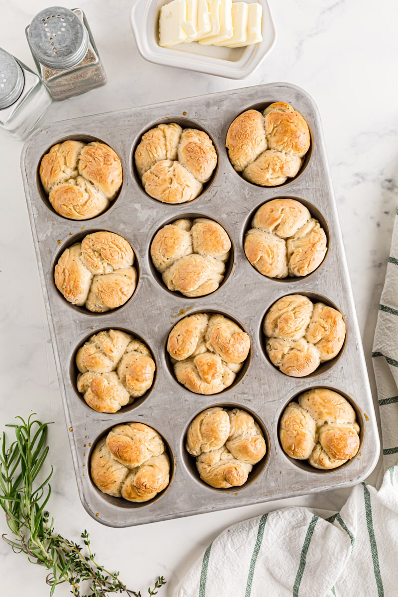 Herb Cloverleaf Rolls fresh out of the oven.