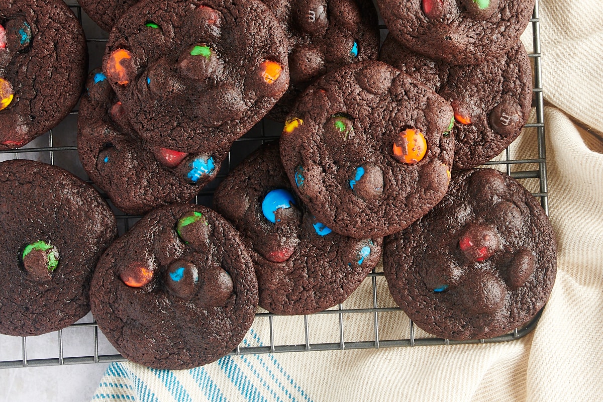 Dark Chocolate M&M Cookies - The Baker Upstairs
