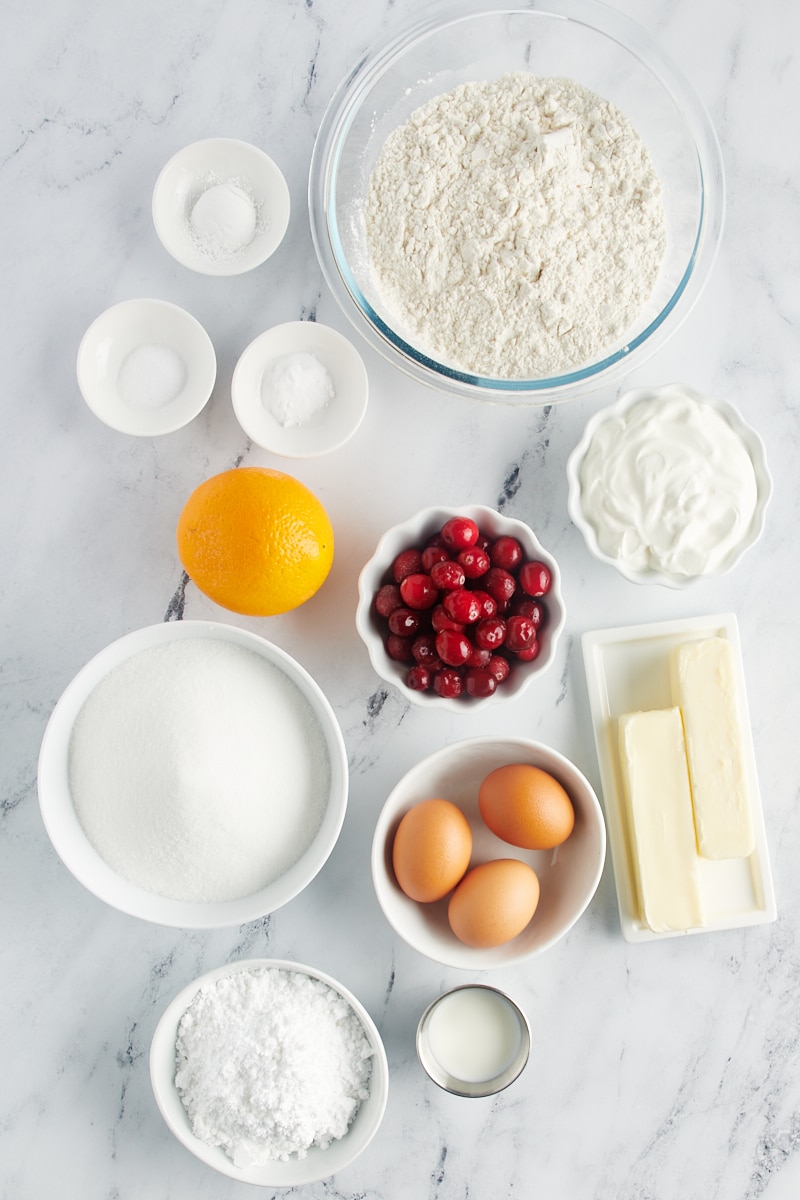 Ingredients for the cranberry bundt cake