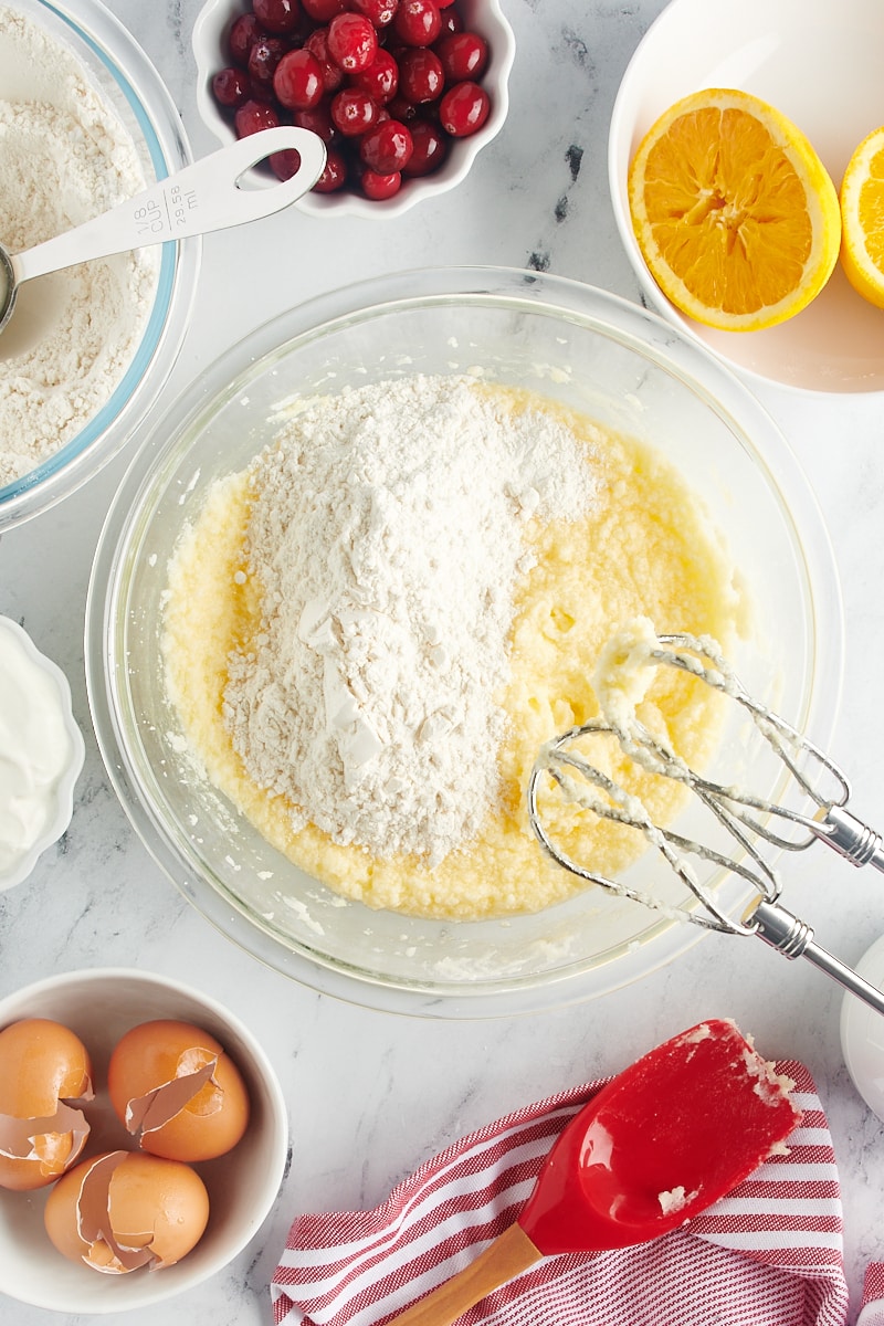 Adding flour to the batter