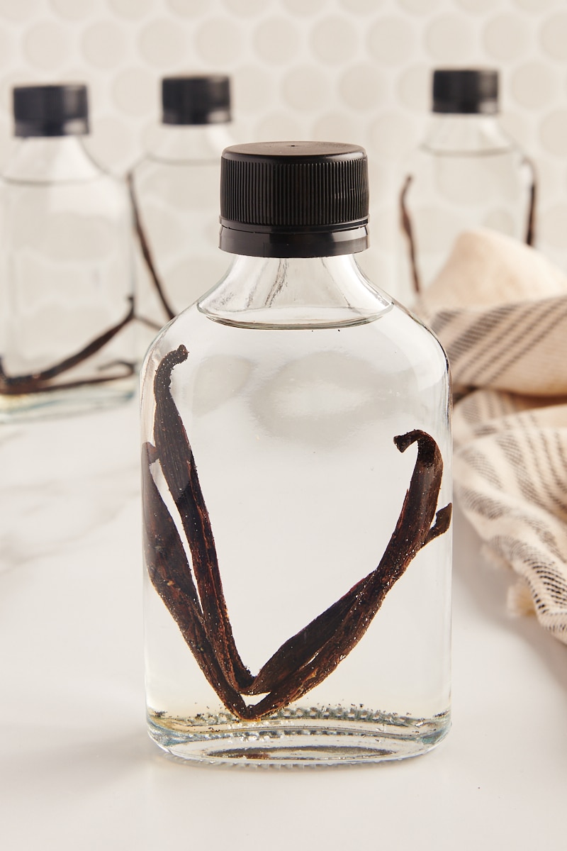 a freshly made bottle of vanilla extract