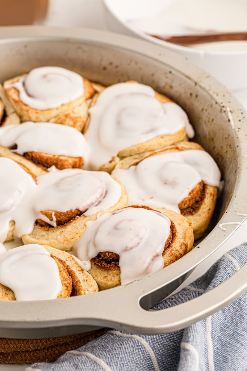 Fully iced biscuit cinnamon rolls