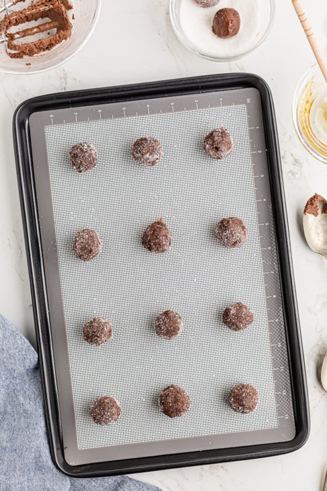 Double Chocolate Brownie Cookie dough on baking sheet