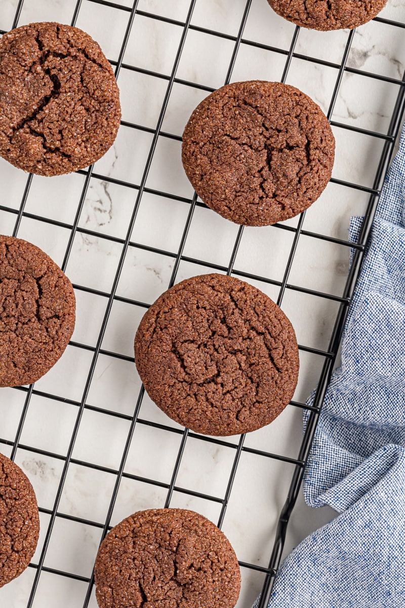 Double Chocolate Brownie Cookies on wire rack