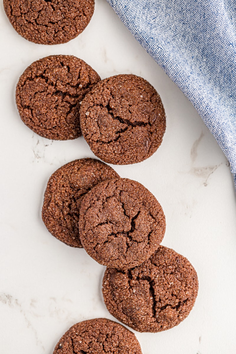 Double Chocolate Brownie Cookies on marble board