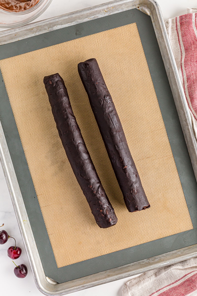 Logs of Double Dark Chocolate Cherry Cookie dough