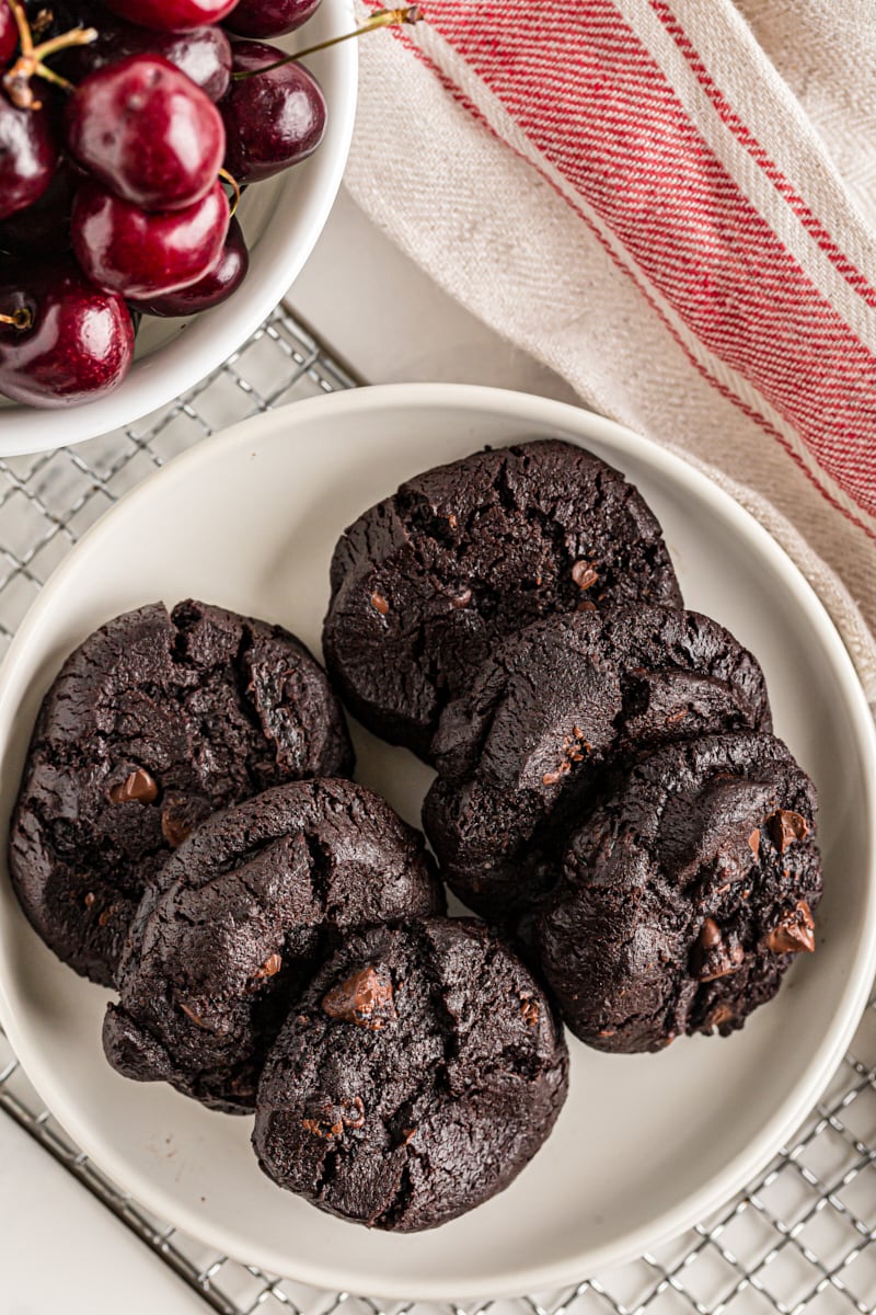 Plate of 6 Double Dark Chocolate Cherry Cookies