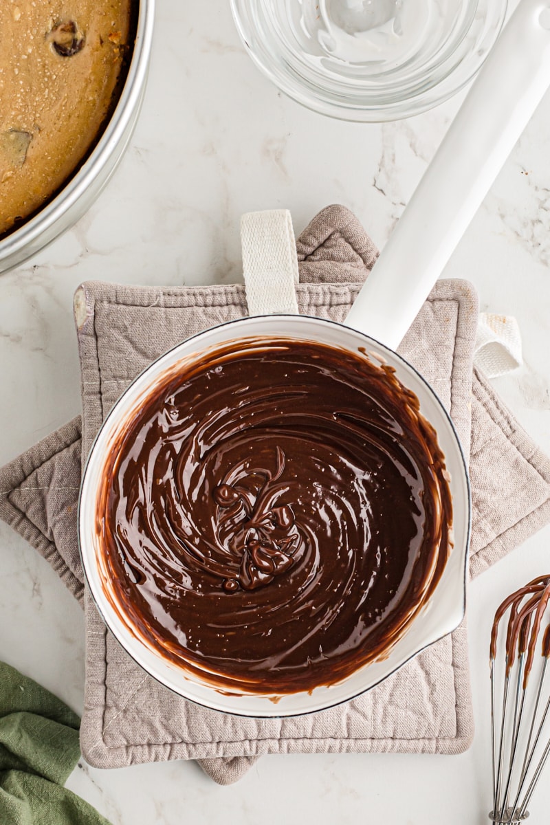 Chocolate topping in saucepan