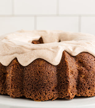 Spiced Pear Cake on a white plate
