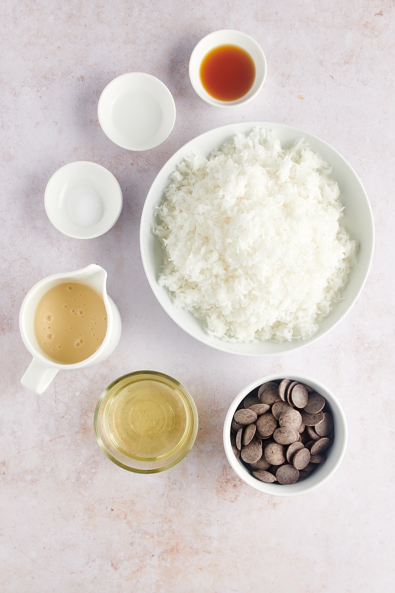 overhead view of ingredients for Coconut Macaroons