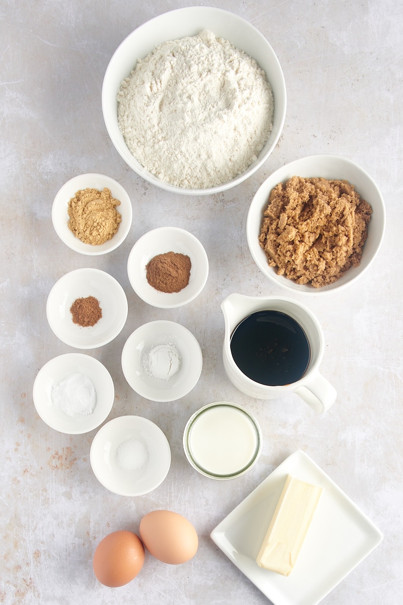 overhead view of ingredients for Gingerbread Muffins